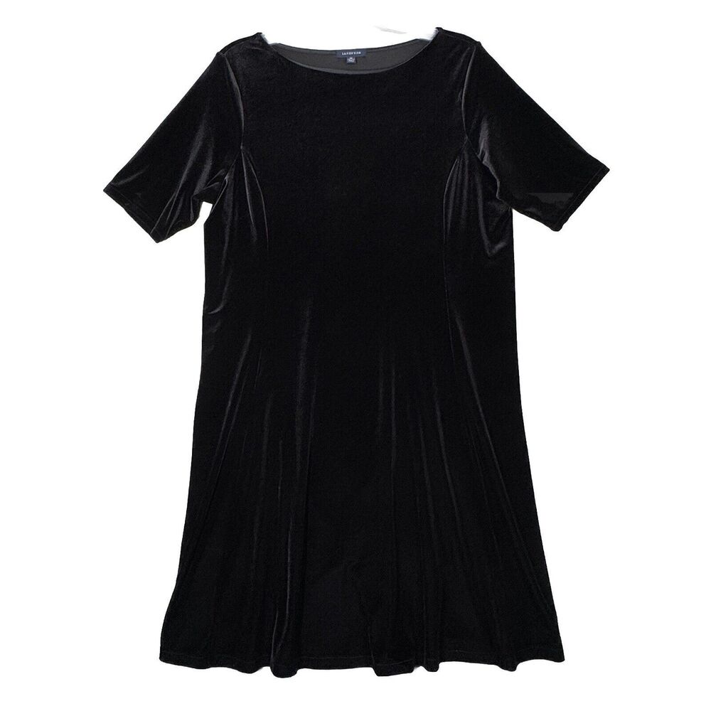 Lands End Dress Womens 1X Black Velvet Twist Witchy Whimsigoth Gothic Sultry